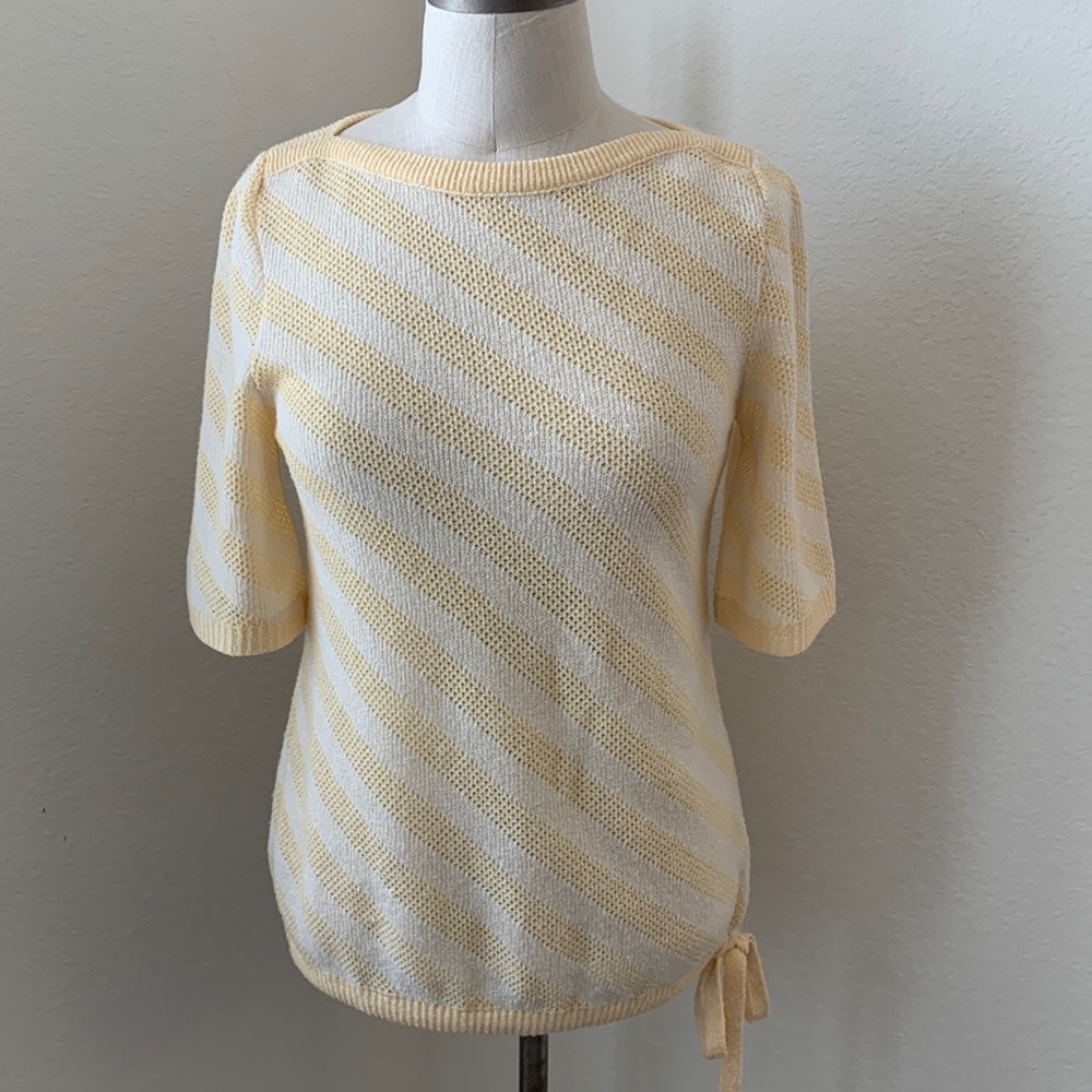Vintage 70s short sleeve striped boatneck tie dopamine quirky softgirl